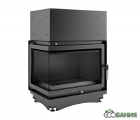 Топка каминная Kratki ZUZIA/PW/BL/19/BS/W с водяным контуром  г-образное стекло слева змеевик