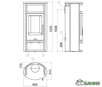 Печь-камин ABX Polar 8 (шоколад)